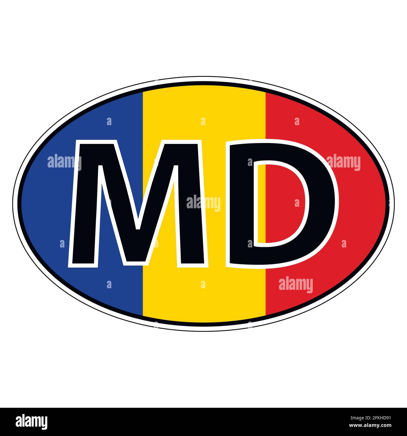 Sticker on car, flag Moldavia, Moldova Stock Vector