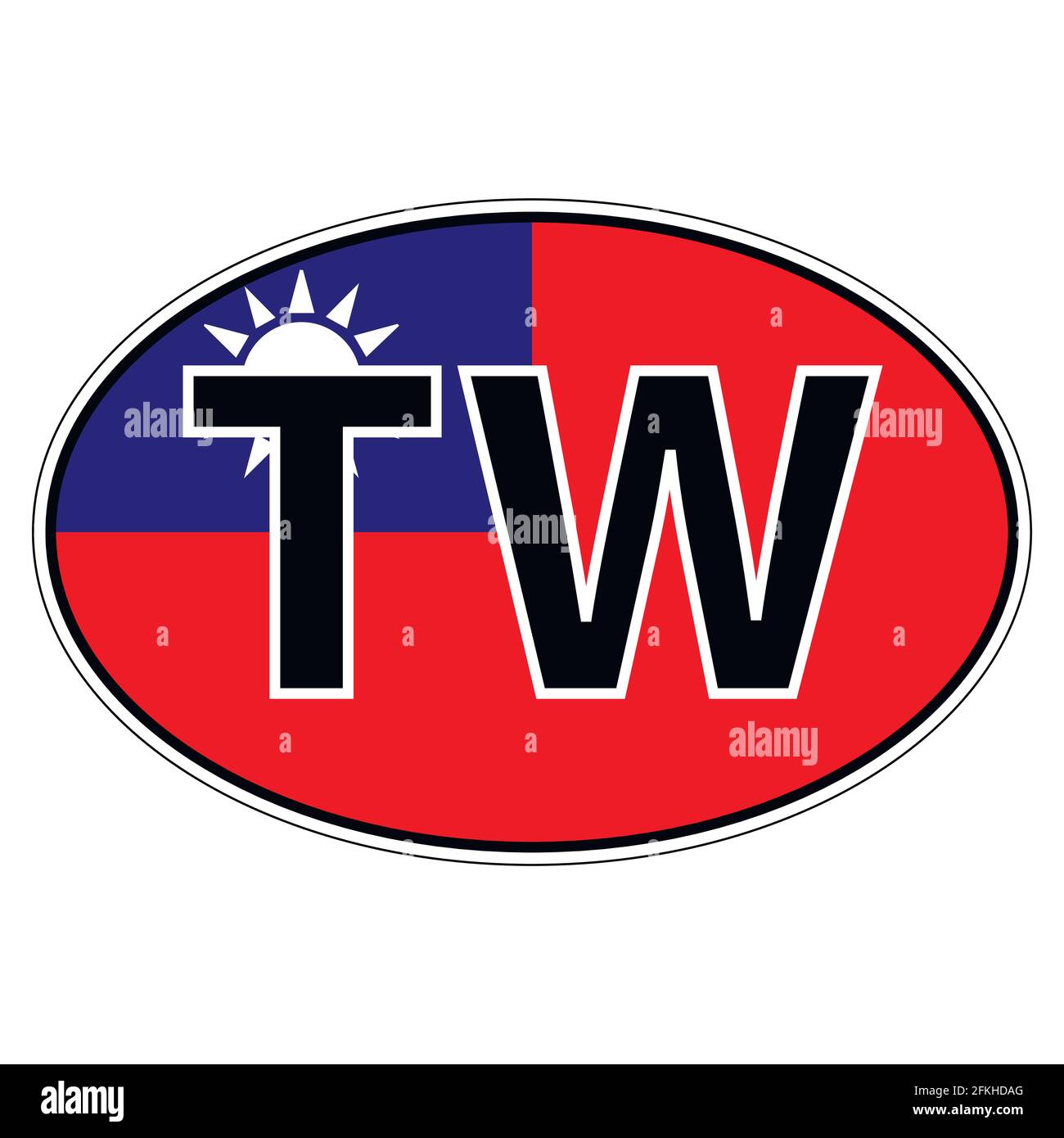 Sticker on car, flag Taiwan, Chinese Republic Stock Vector