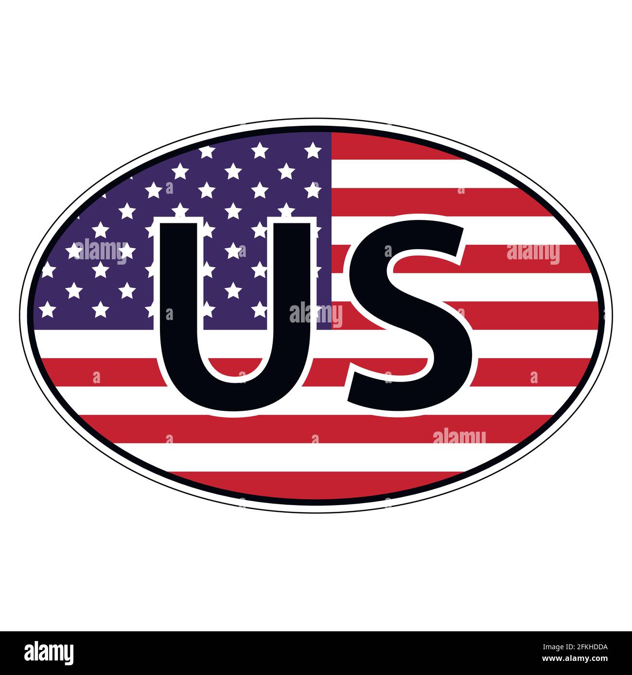 Sticker on car, flag of United States of America Stock Vector