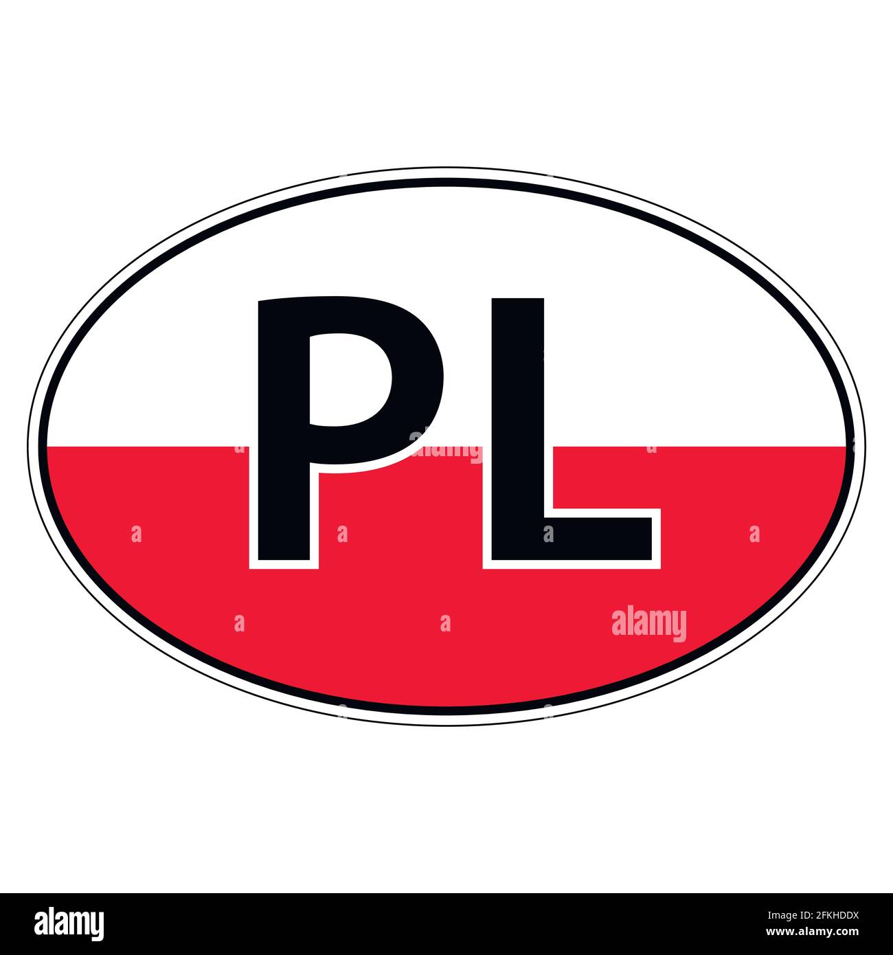 Sticker on car, flag of Poland Stock Vector