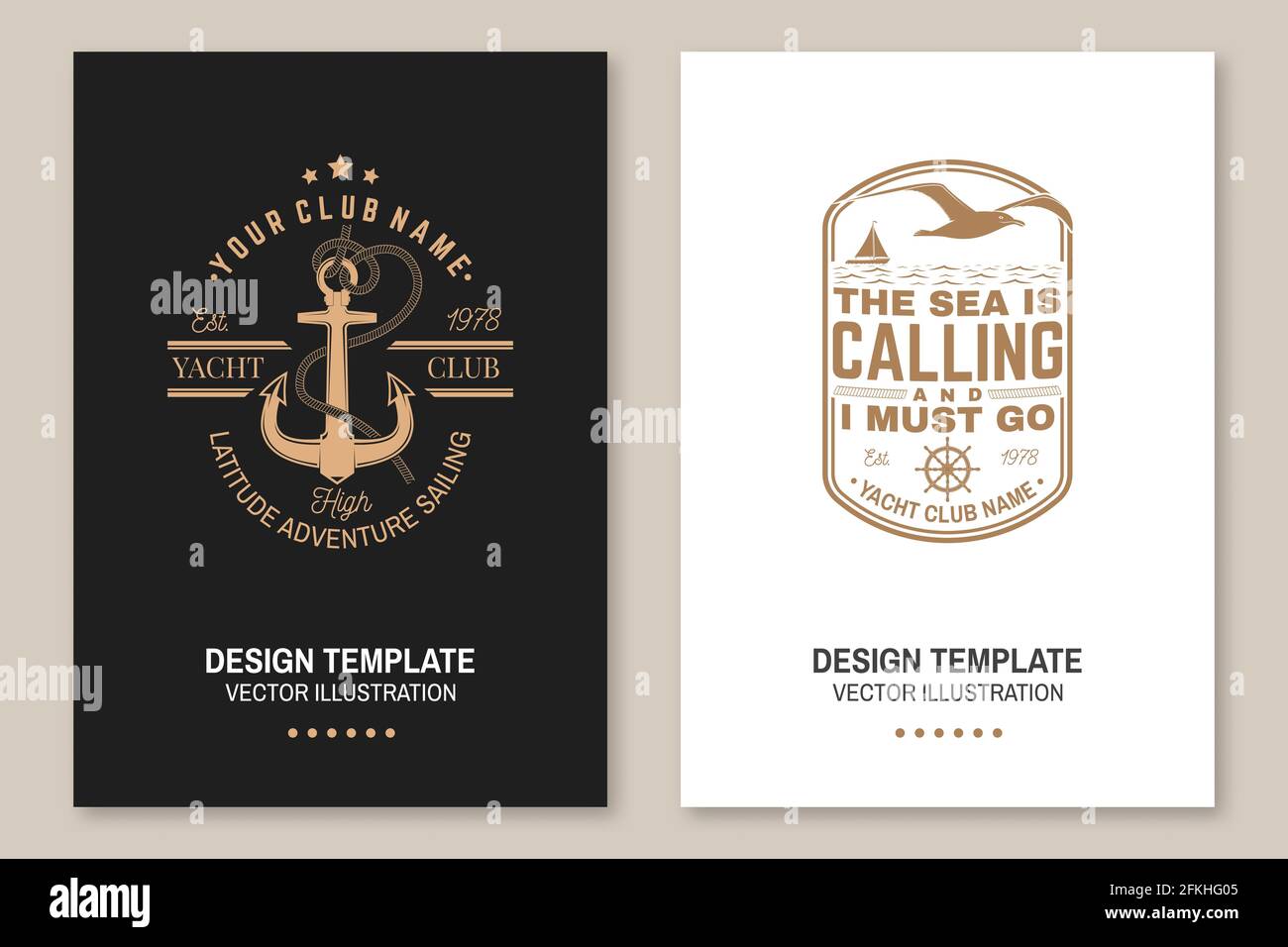 Set Of Summer Sailing Camp Template Vector Illustration Flyer Brochure Banner Poster Design With Man In Sailboats And Sea Anchors Silhouette Stock Vector Image Art Alamy
