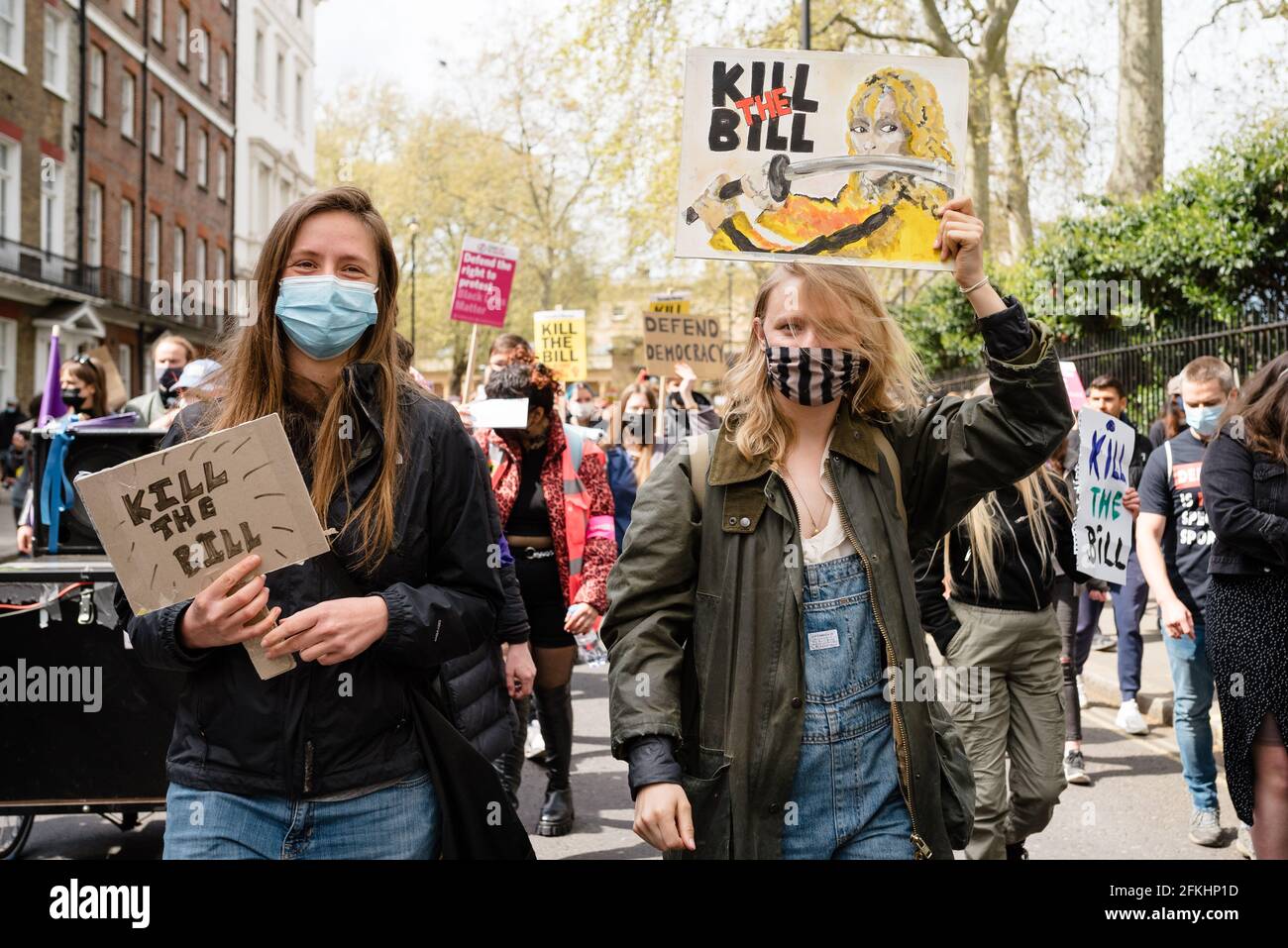London, UK. 1 May 2021. Extinction Rebellion, Black Lives Matter, Antifa and Anarchists at 'Kill The Bill' protest against the new government's Bill Stock Photo