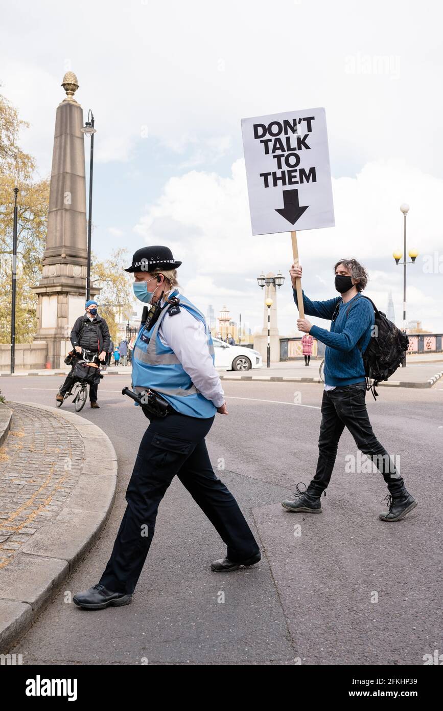 London, UK. 1 May 2021. Extinction Rebellion, Black Lives Matter, Antifa and Anarchists at 'Kill The Bill' protest against the new government's Bill Stock Photo