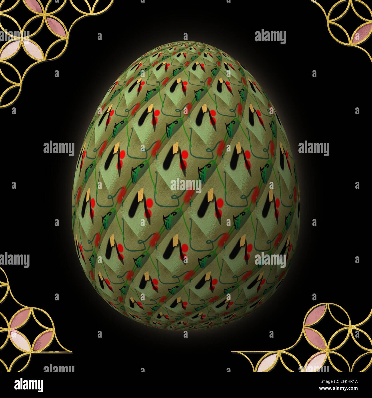 Happy Easter Artfully designed and colorful 3D easter egg 3D