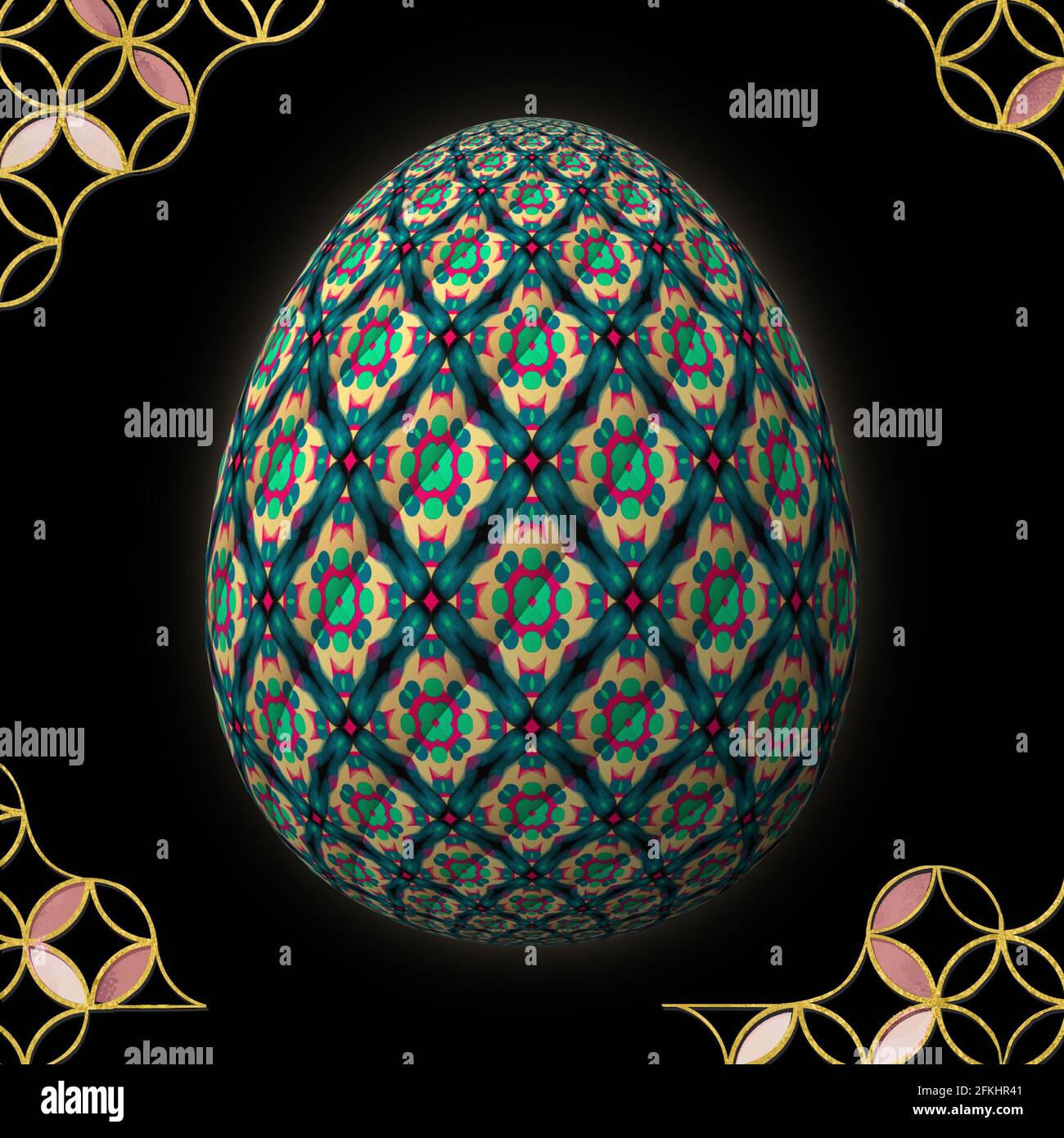 Happy Easter Artfully designed and colorful 3D easter egg 3D