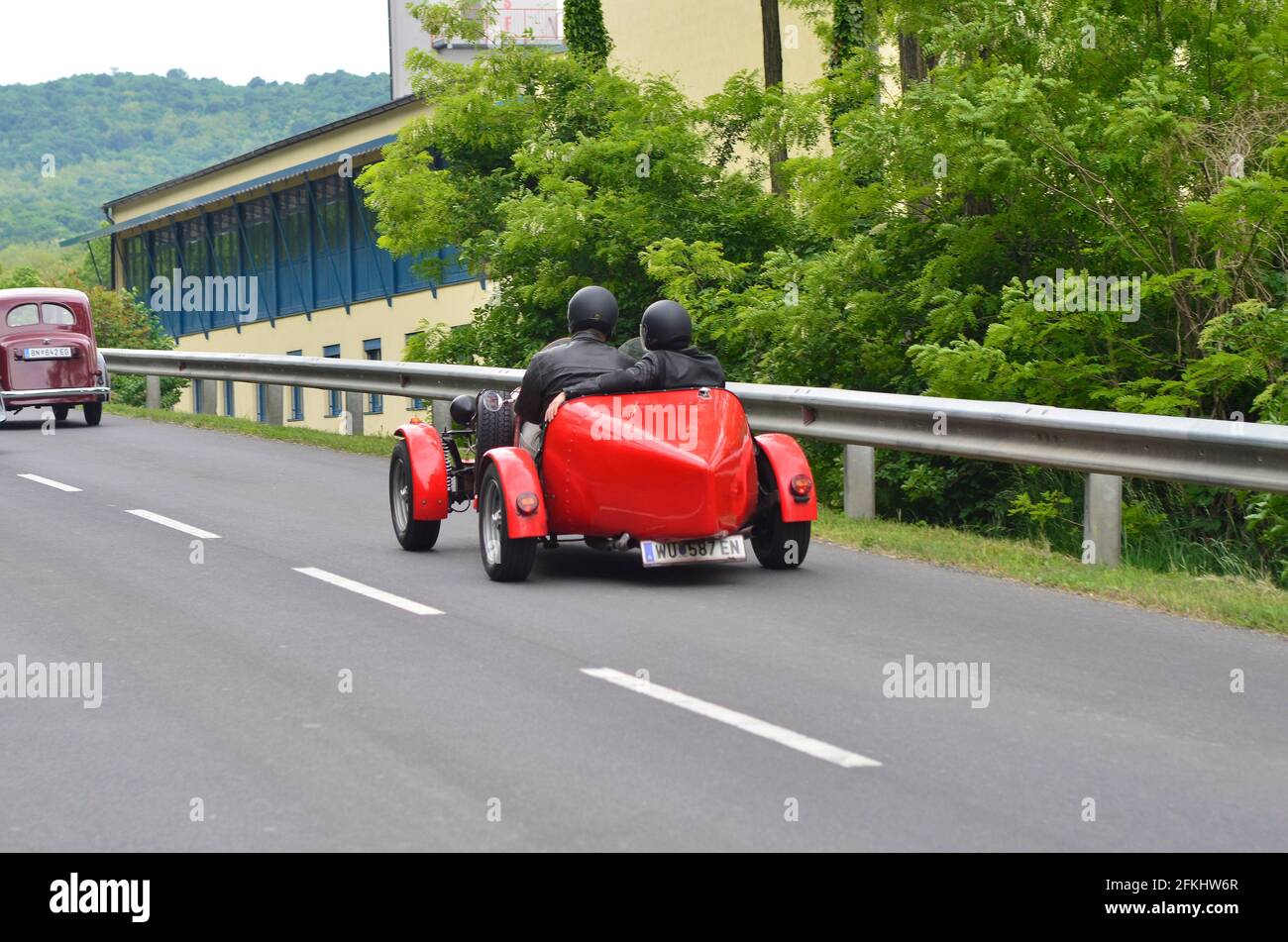 Eisenstadt, Austria - May 14th 2011: Bugatti Typ 40 on 8th Oldtimer Fahrt - a yearly competition for vintage cars on special stage over Stotzinger Ber Stock Photo