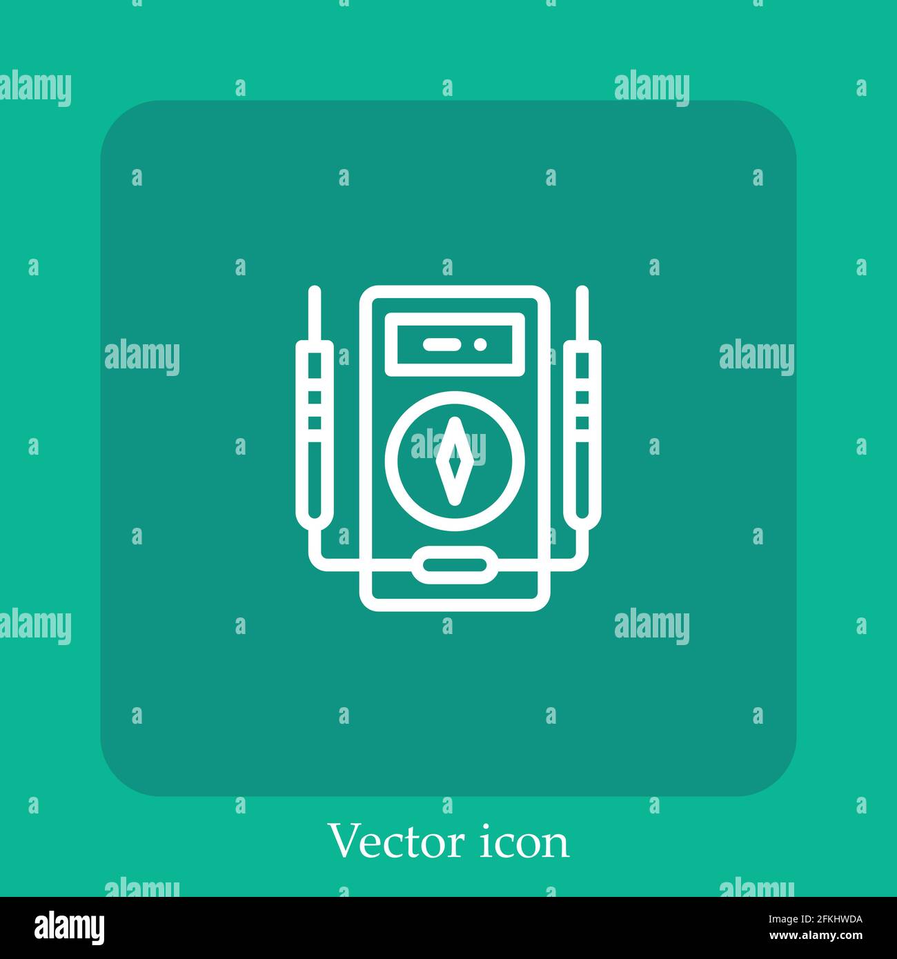 voltmeter vector icon linear icon.Line with Editable stroke Stock Vector