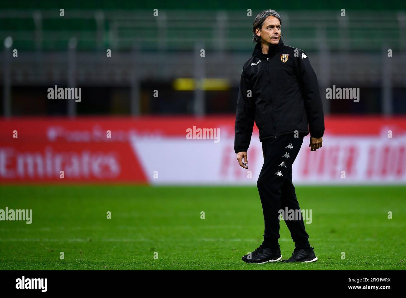 Milan, Italy. 01 May 2021. Filippo Inzaghi, head coach of Benevento Calcio,  looks on at the end of the Serie A football match between AC Milan and  Benevento Calcio. AC Milan won