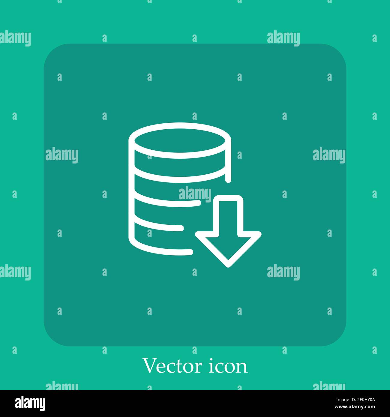 downloading data vector icon linear icon.Line with Editable stroke Stock Vector