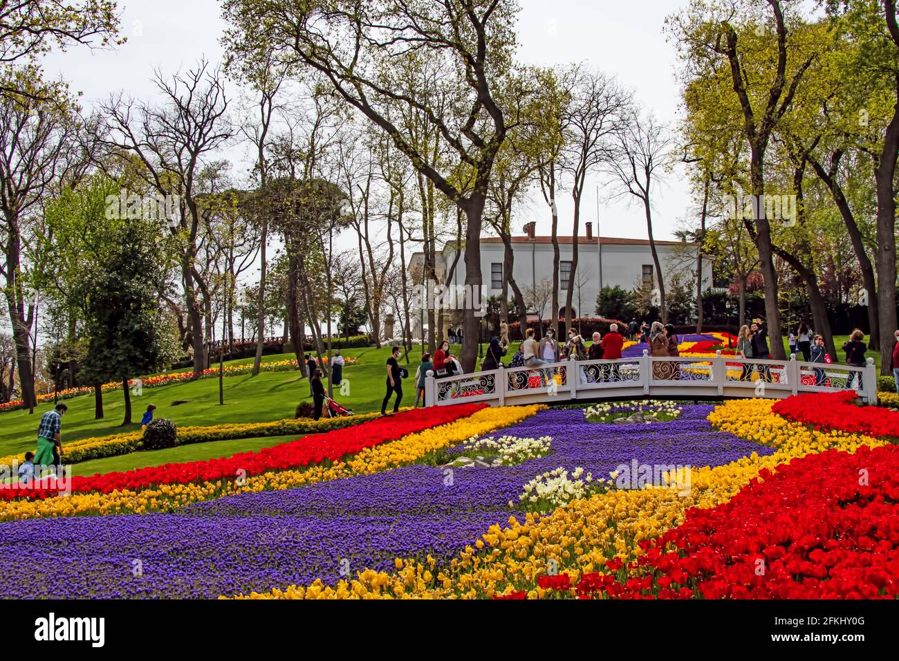 Emirgan,istanbul,Turkeyapril 28,2021. Tulip festival organized in