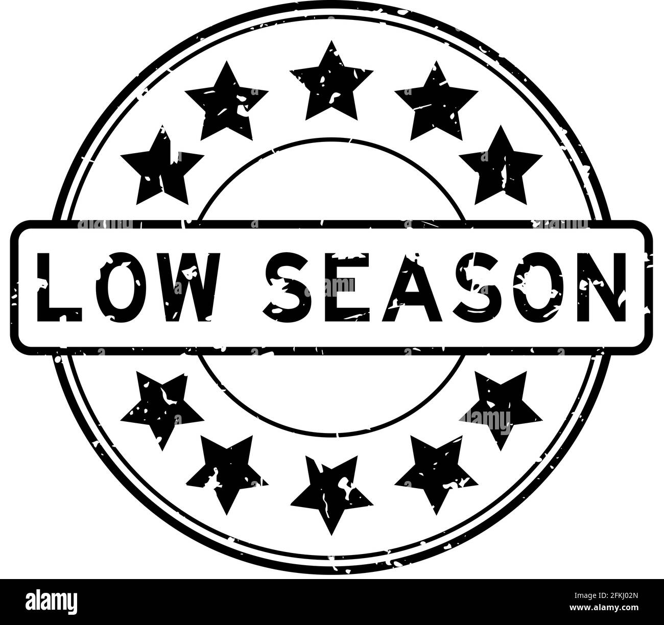 Grunge black low season word with star icon round rubber seal stamp on white background Stock Vector