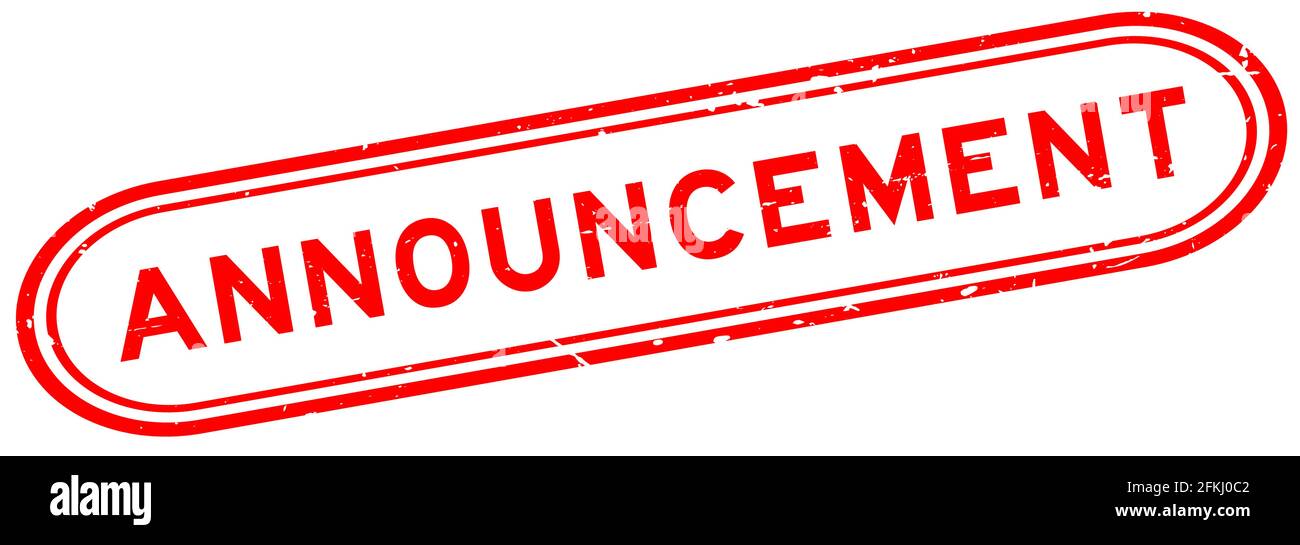 Grunge red announcement word rubber seal stamp on white background