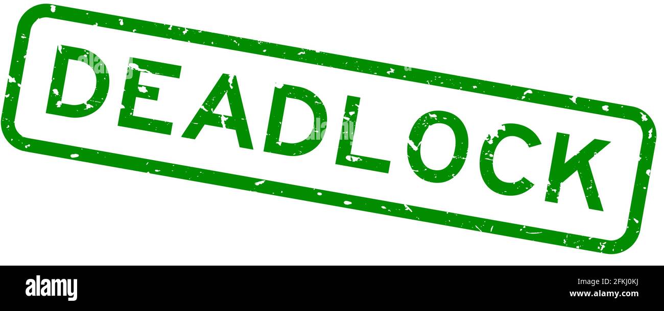 Grunge green deadlock word square rubber seal stamp on white background