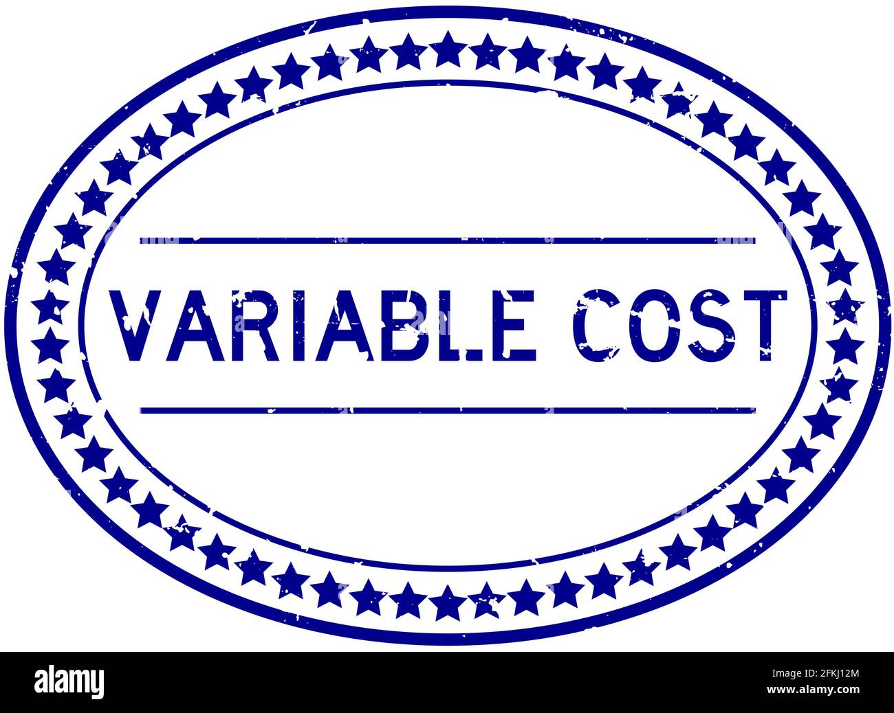 Grunge blue variable cost word oval rubber seal stamp on white background Stock Vector