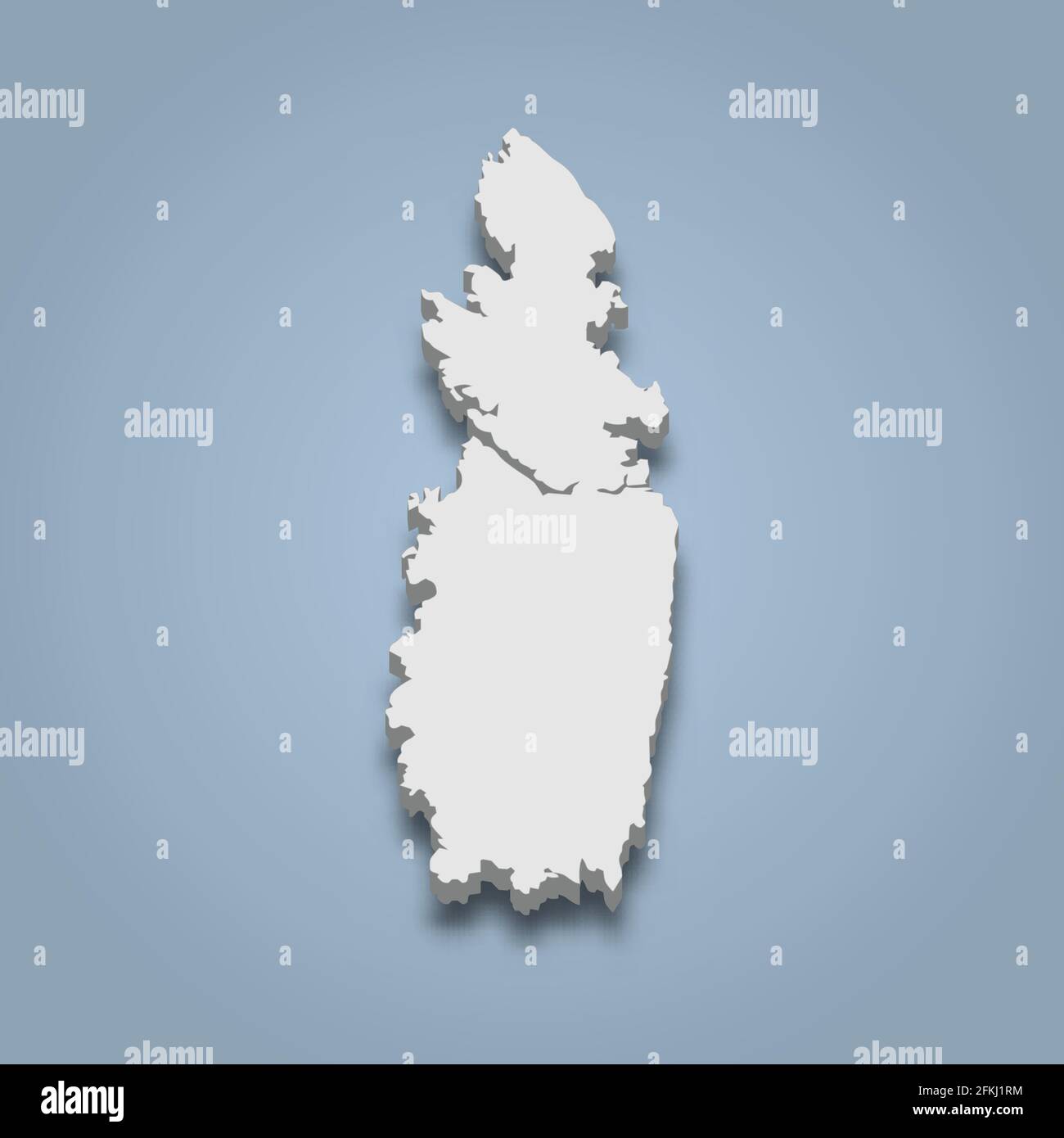 3d isometric map of Karmoy is an island in Norway, isolated vector illustration Stock Vector