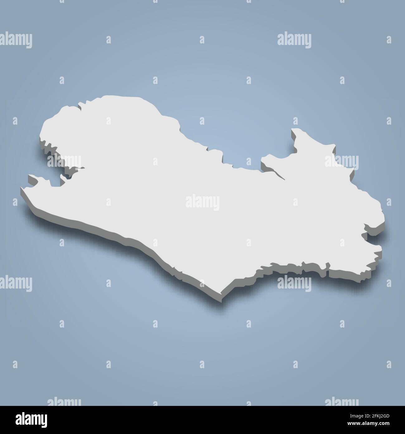 3d isometric map of Lolland is an island in Denmark, isolated vector illustration Stock Vector