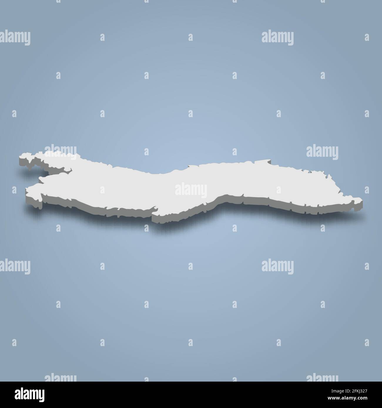 3d isometric map of Korcula is an island in Croatia, isolated vector illustration Stock Vector