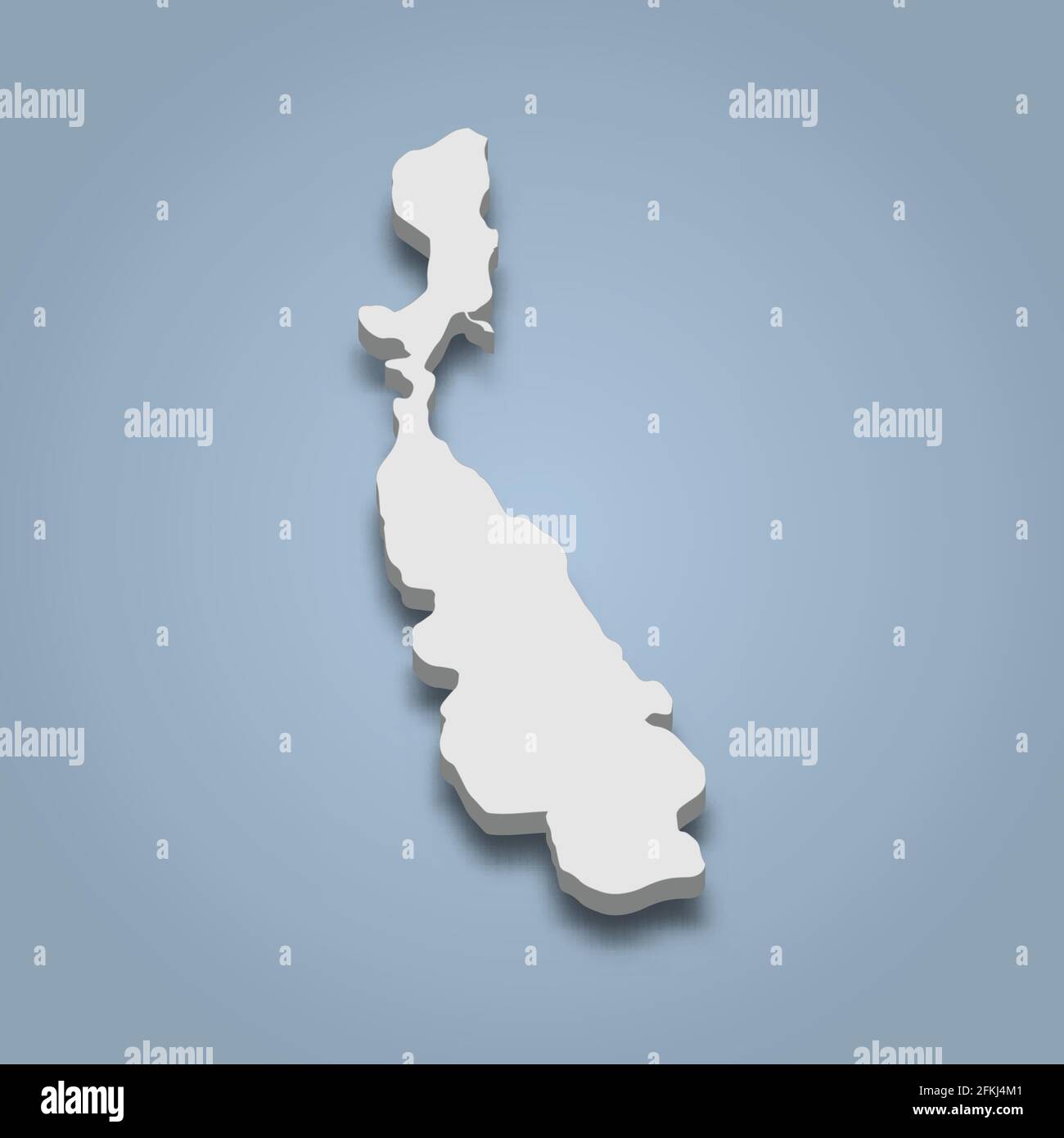 3d isometric map of Long is an island in Whitsunday Islands, isolaated vector illustration Stock Vector