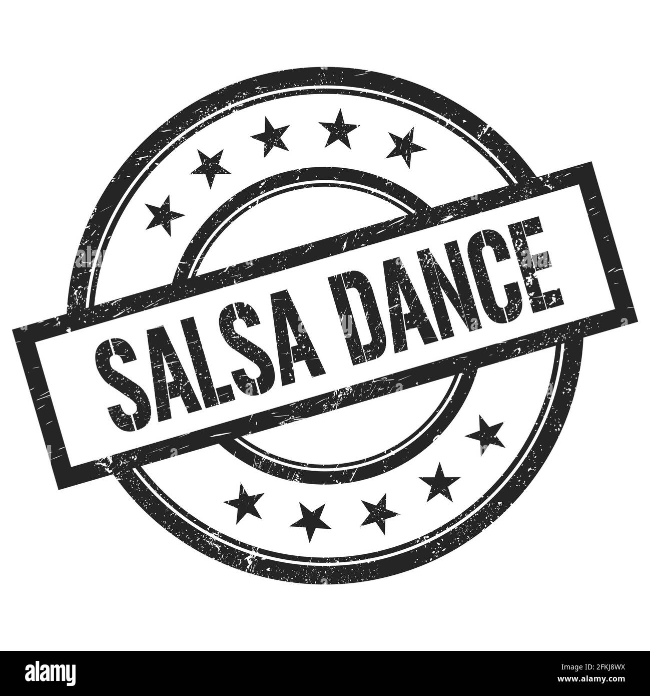 SALSA DANCE text written on black round vintage rubber stamp Stock