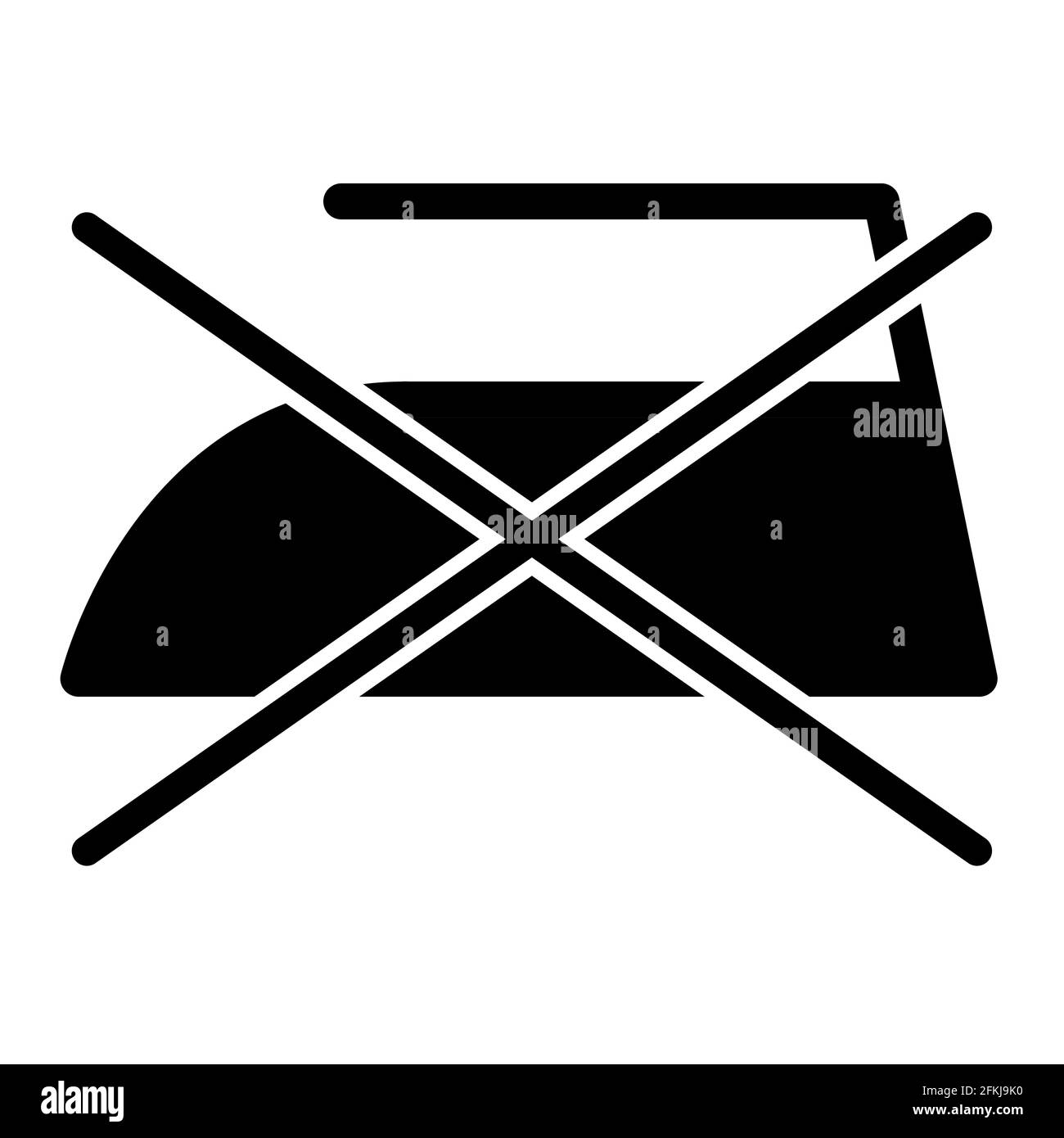 Don´t black iron flat icon isolated on white background. No ironing symbol. Machine vector illustration . Stock Vector