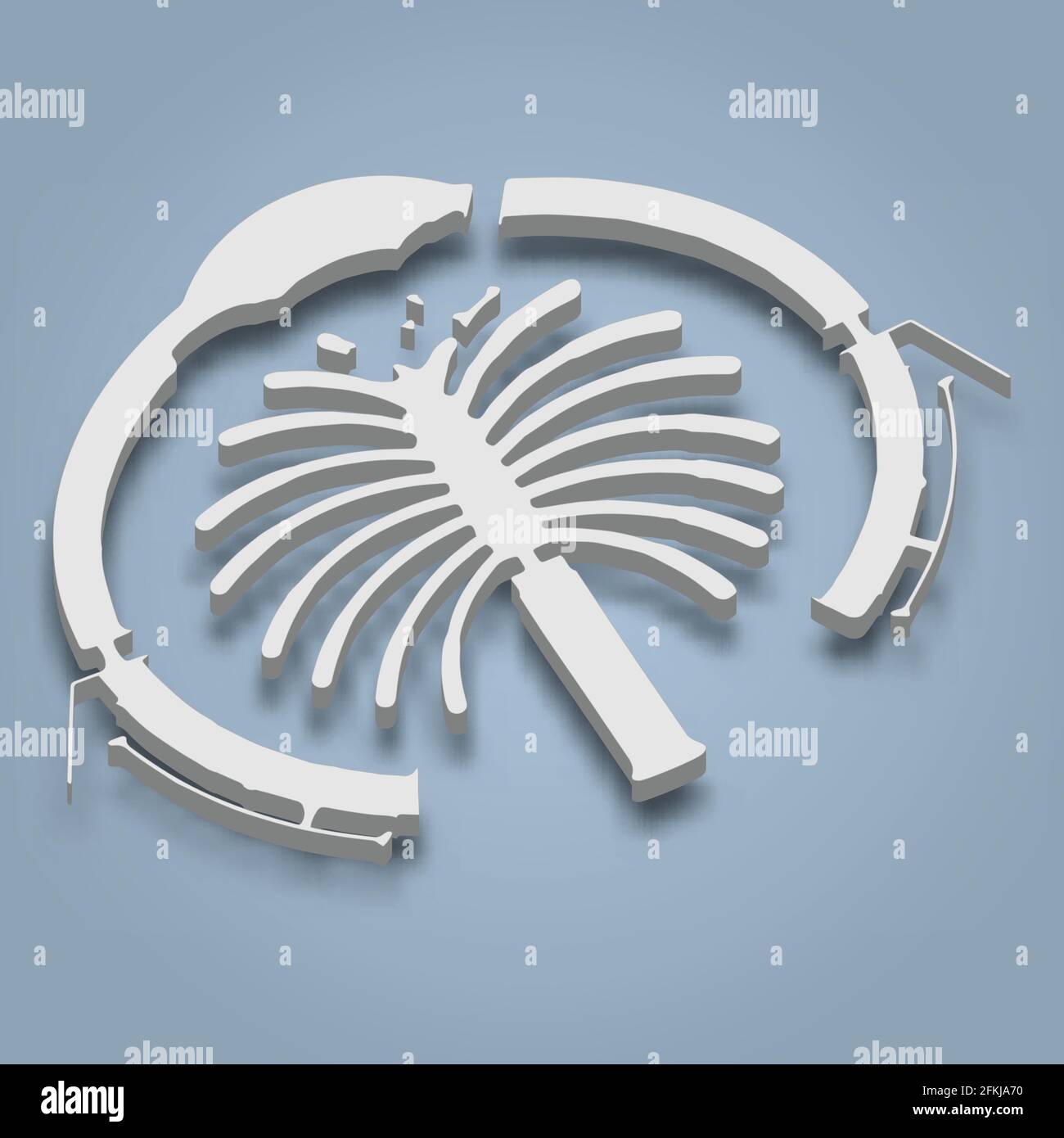 3d isometric map of Palm Jebel Ali is an artificial island in Dubai ...