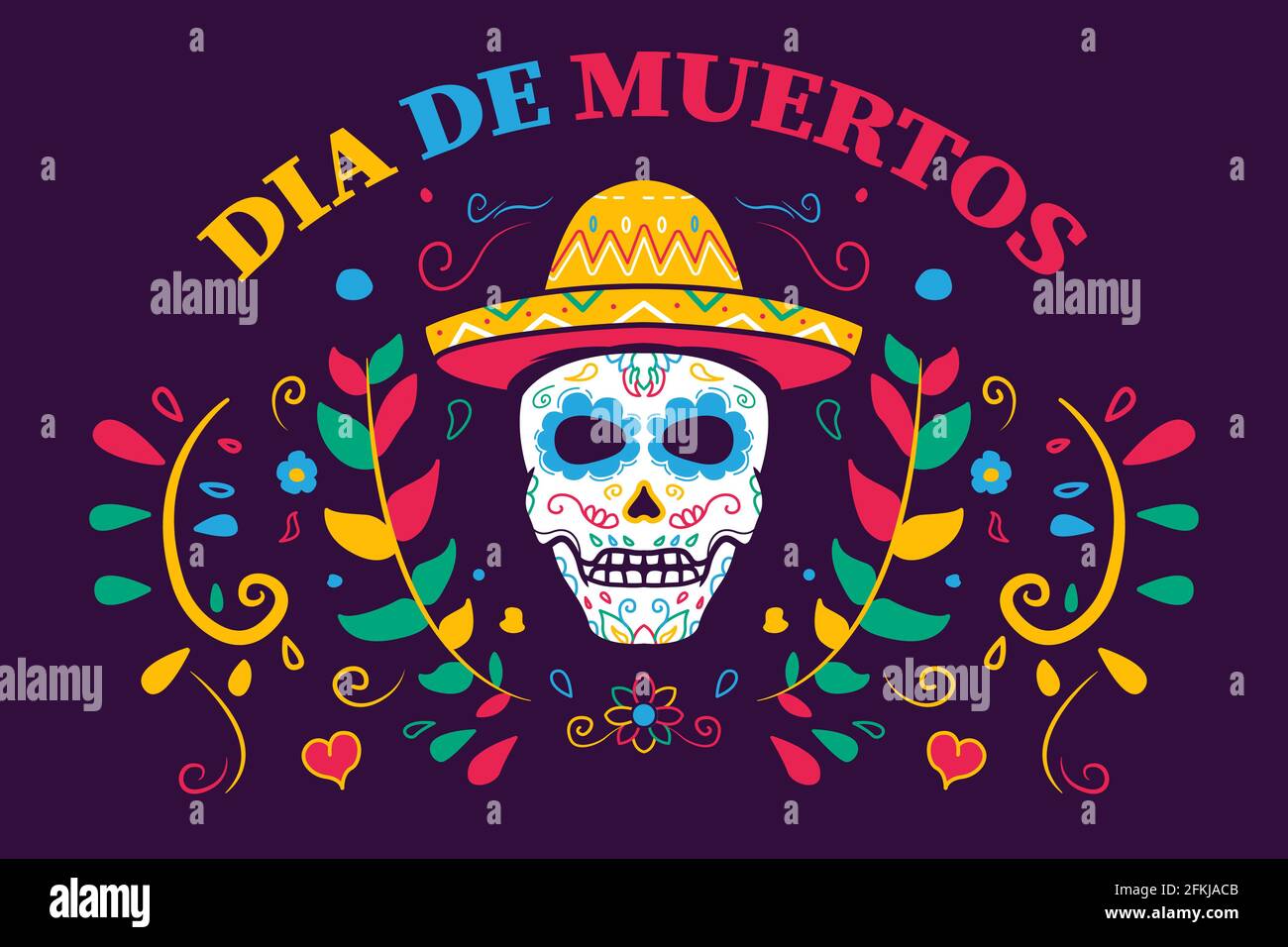 dia de muertos. day of the death. greeting card Stock Vector
