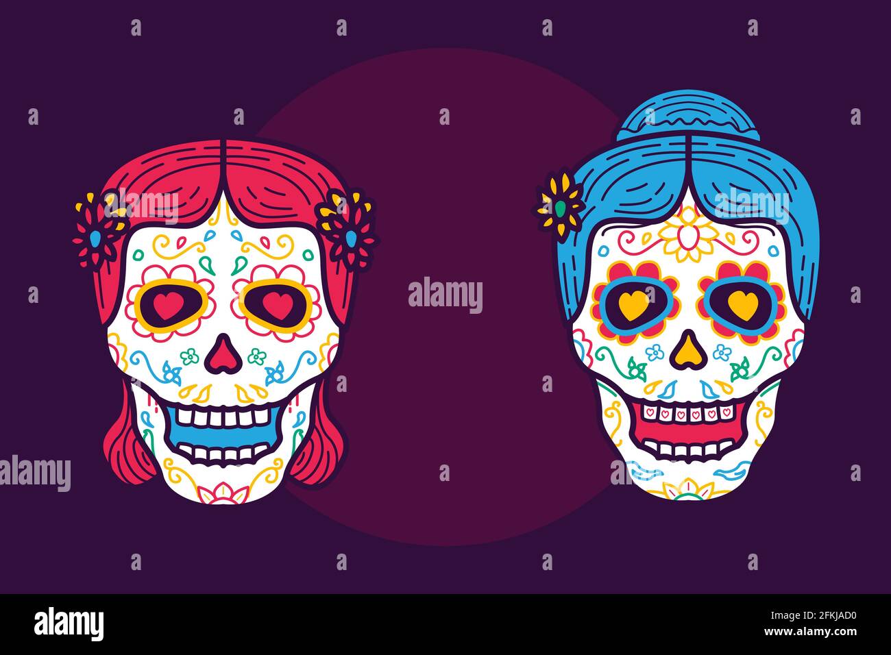 dia de muertos, sugar skull illustration. Premium vector Stock Vector
