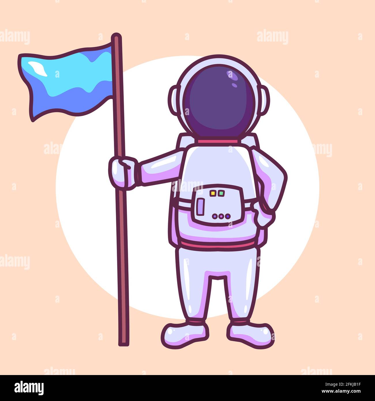 astronaut with flag. Premium vector isolated Stock Vector