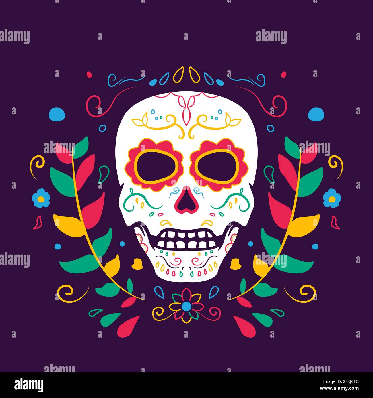 dia de muertos, sugar skull illustration. Premium vector Stock Vector