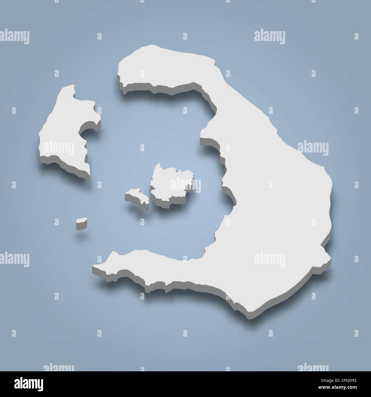 3d isometric map of Santorini is an island in Greece, isolated vector illustration Stock Vector