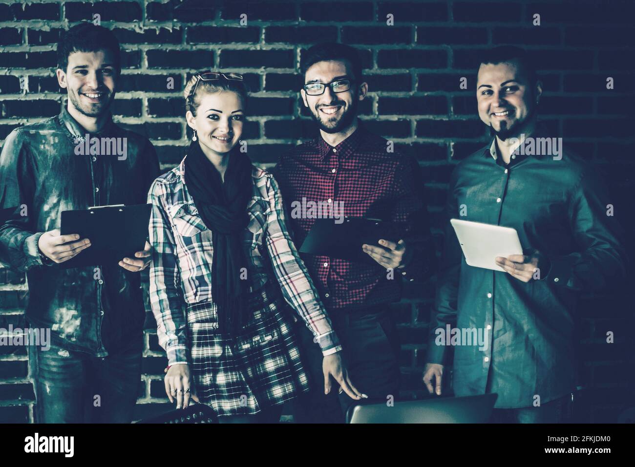 successful business team near the workplace in modern office Stock ...