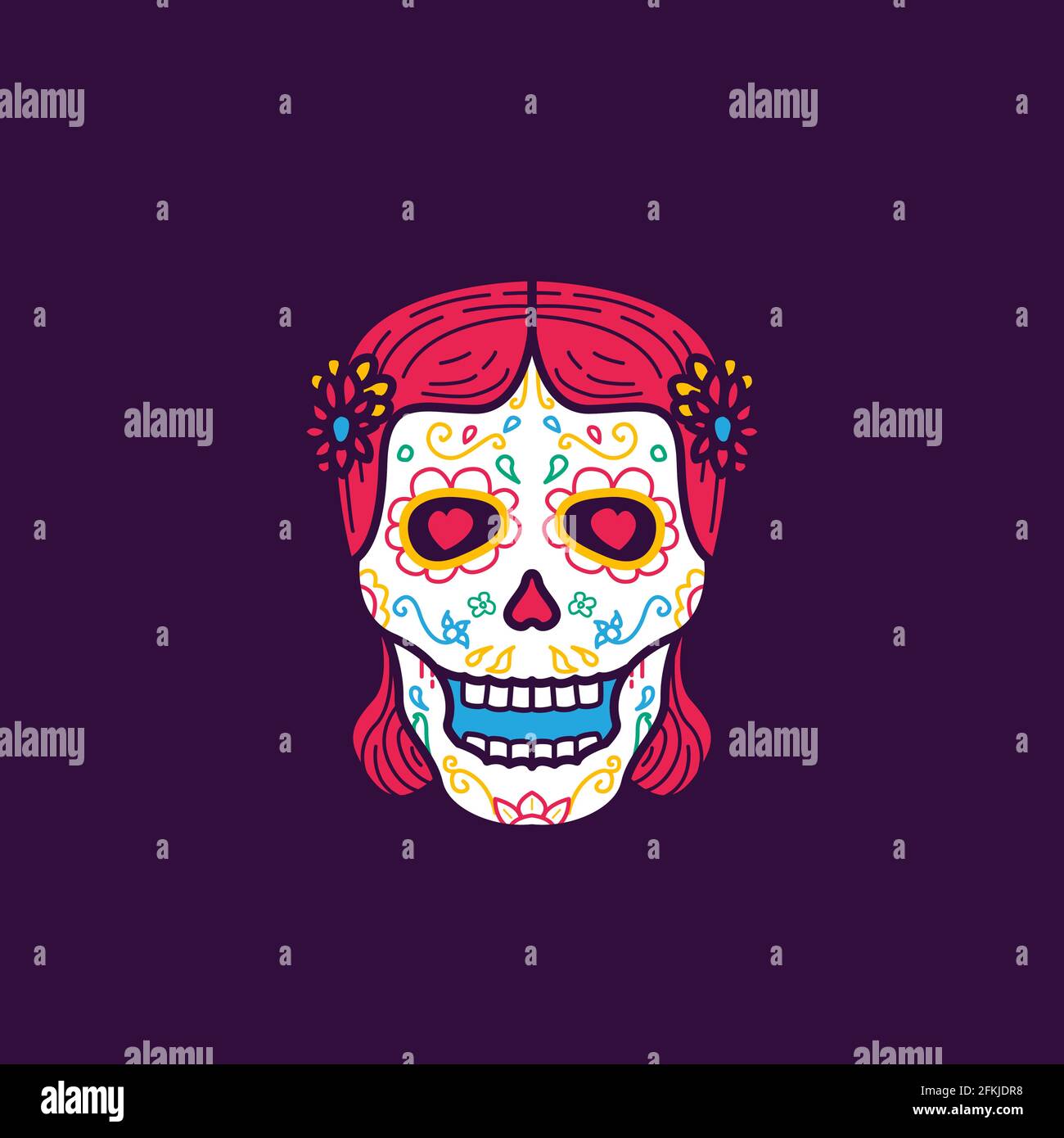 dia de muertos, sugar skull illustration. Premium vector Stock Vector