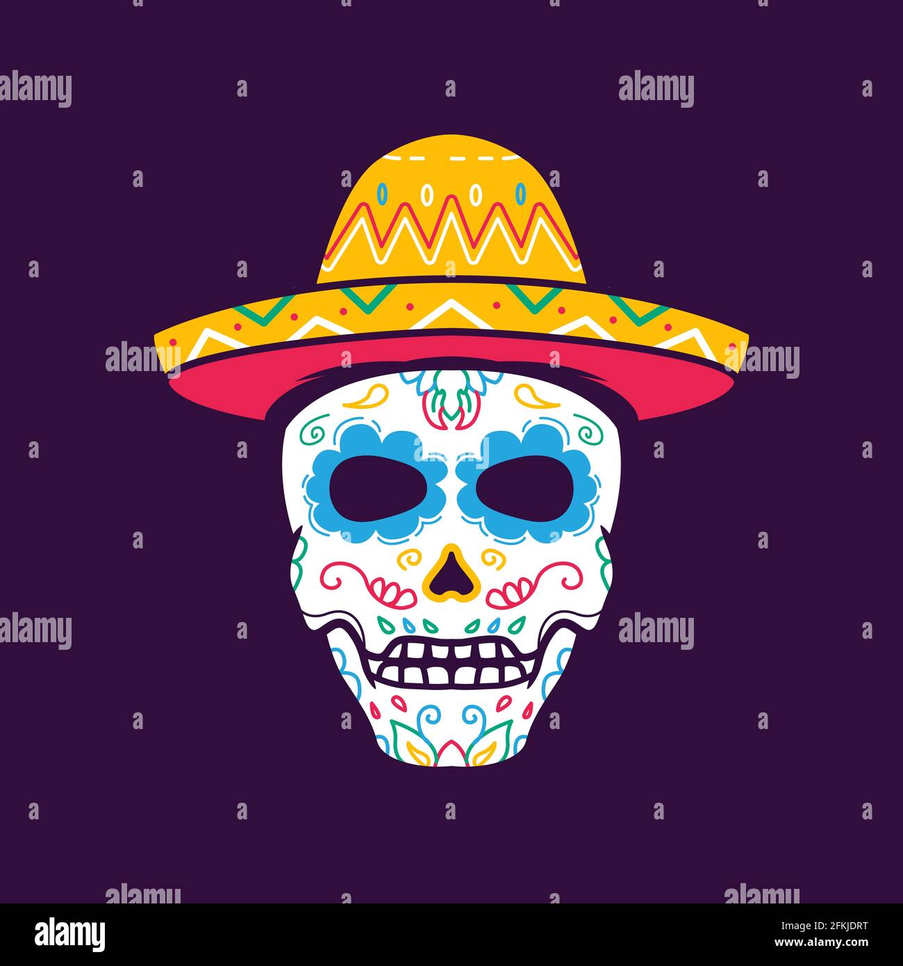 dia de muertos, sugar skull illustration. Premium vector Stock Vector