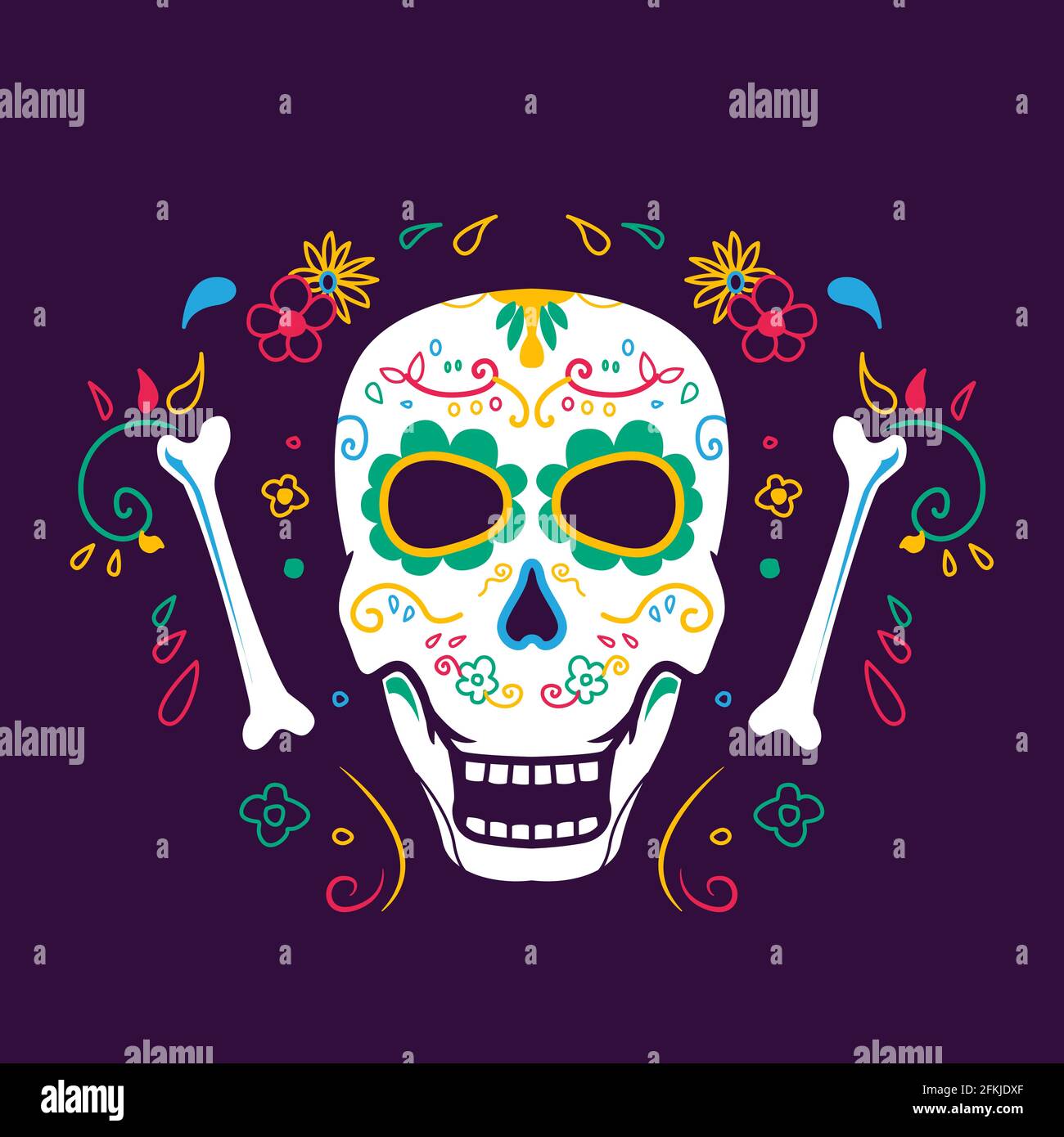 dia de muertos, sugar skull illustration. Premium vector Stock Vector