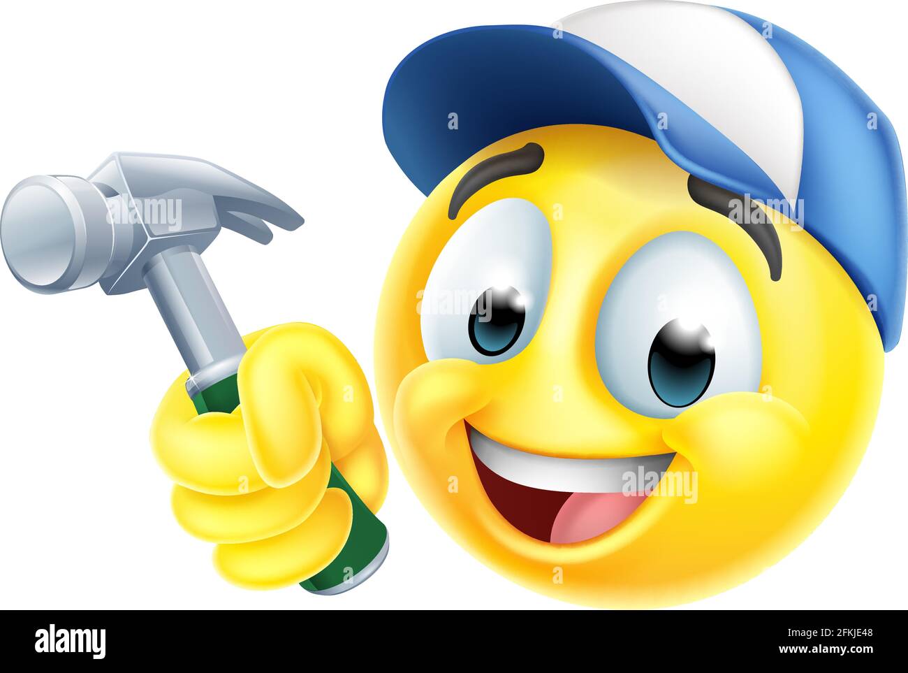 Handyman Cartoon Emoji Emoticon Face With Hammer Stock Vector Image