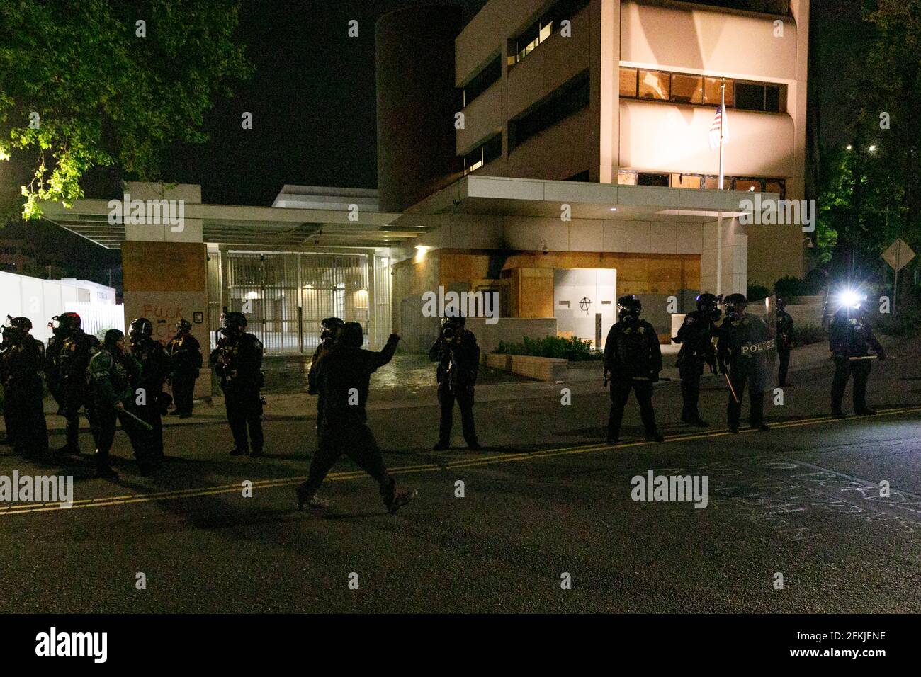 About fifty protesters clashed with ICE and DHS officers and local ...