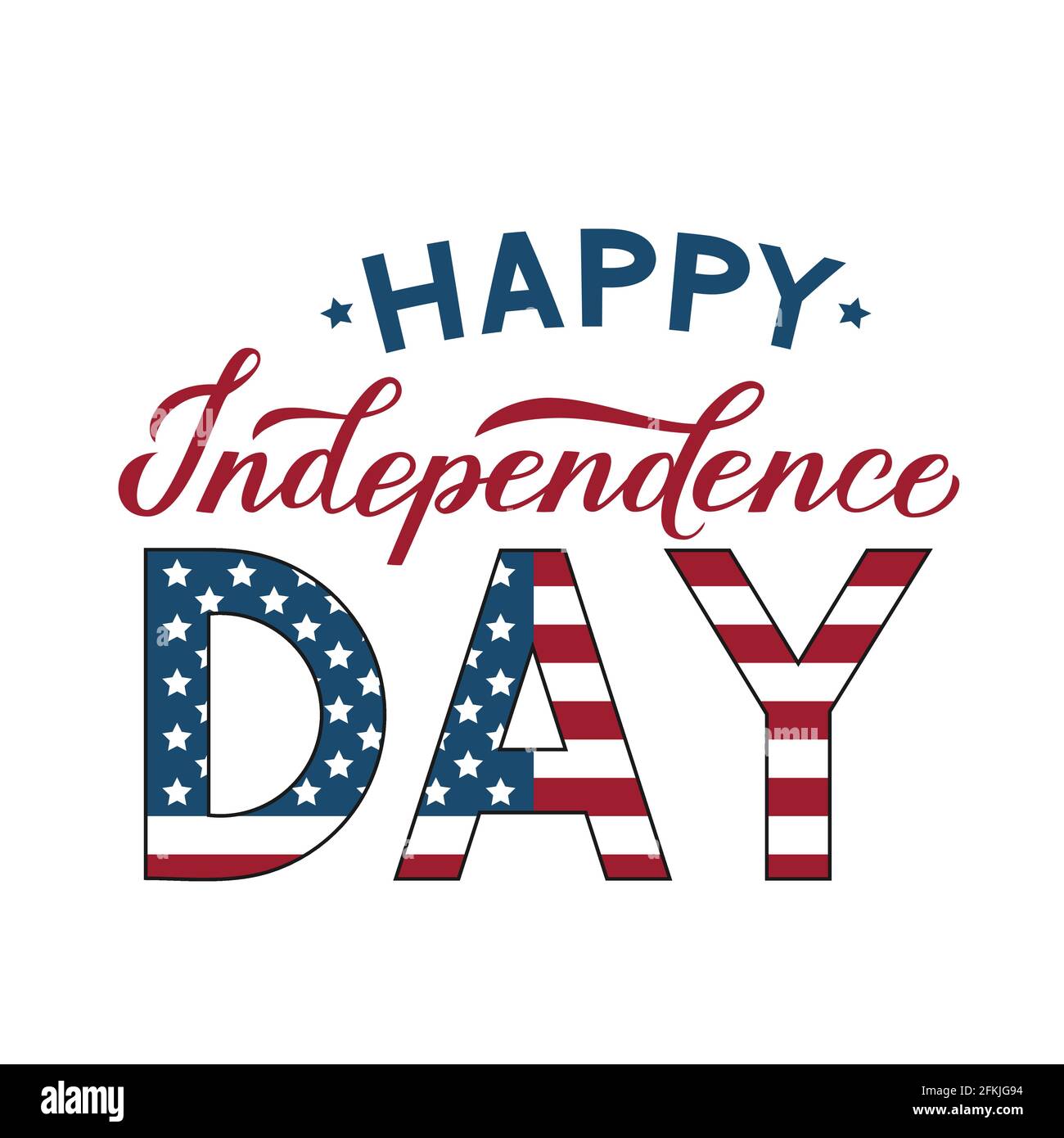 Happy Independence Day modern calligraphy hand lettering. 4th of July ...