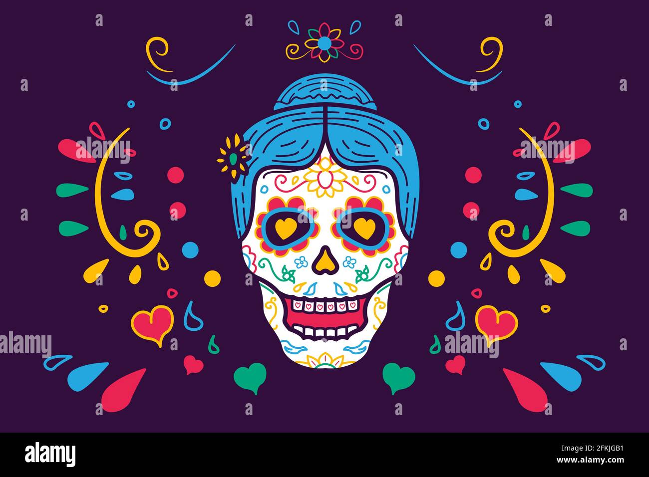 dia de muertos. day of the death. greeting card Stock Vector