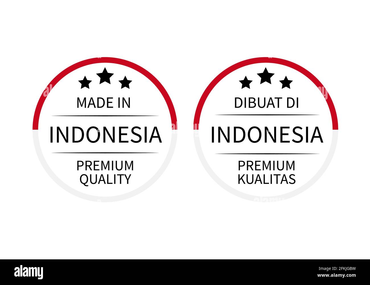 Made in Indonesia labels in English and in Indonesian languages