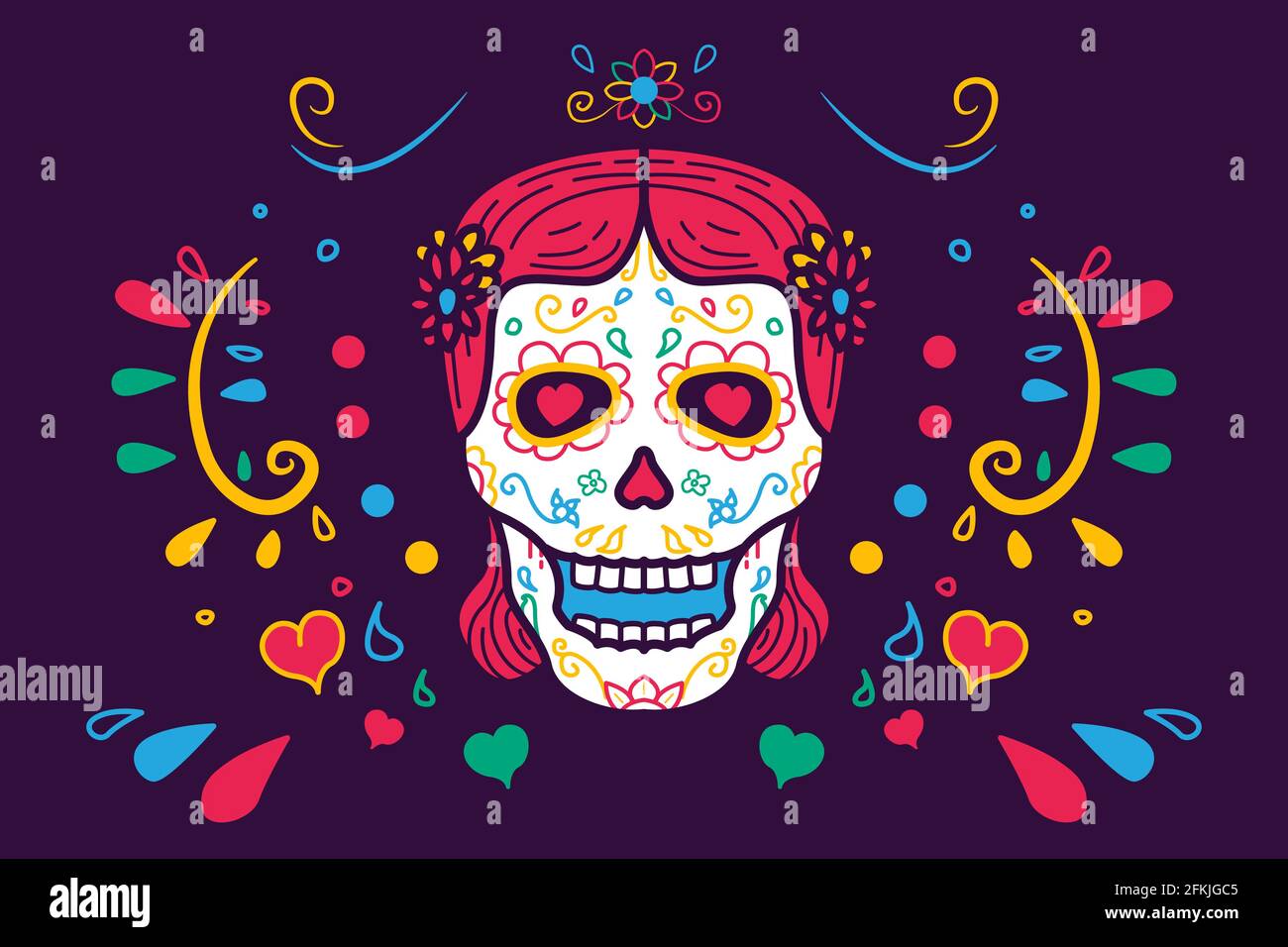 dia de muertos. day of the death. greeting card Stock Vector