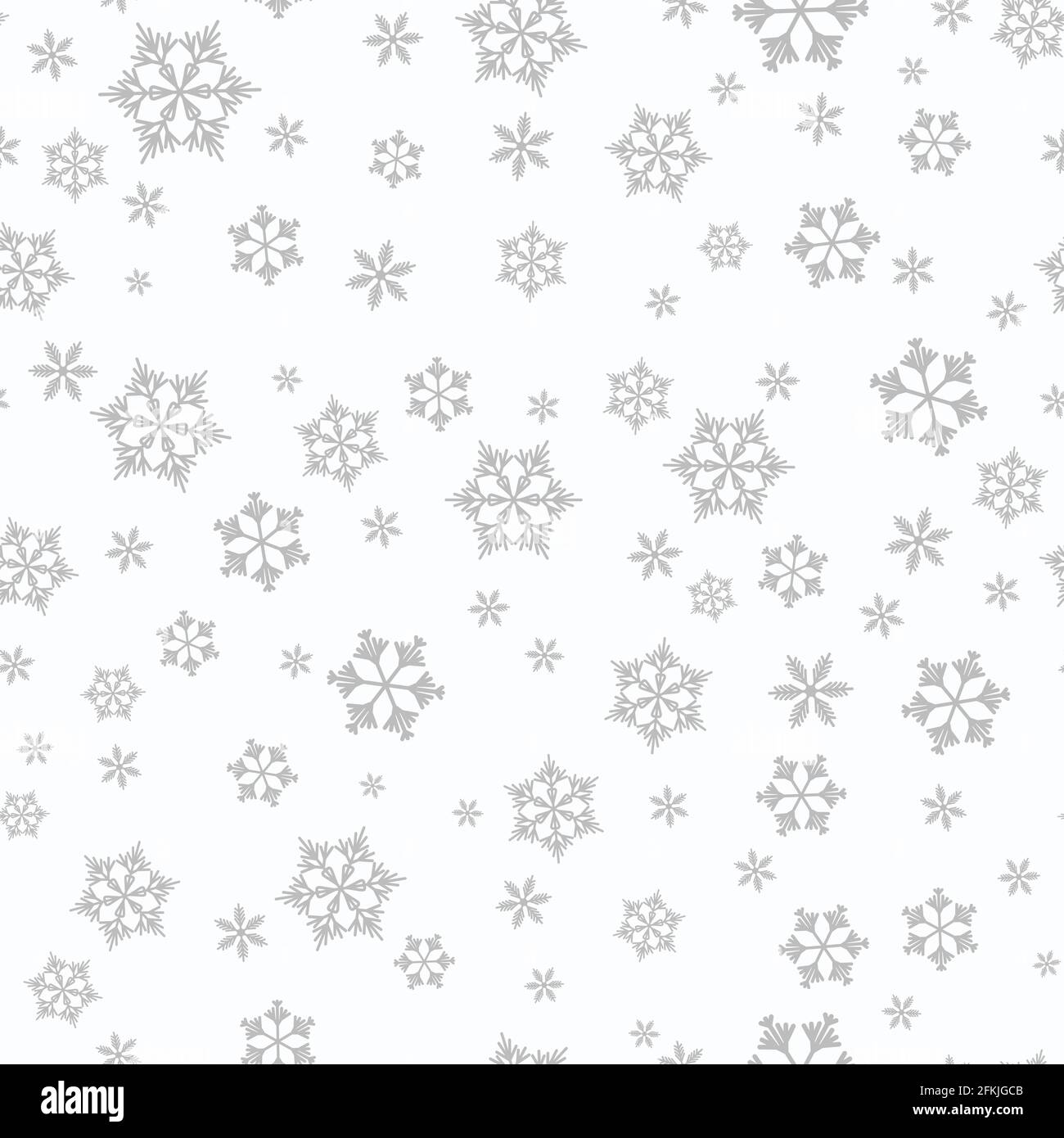 Winter seamless pattern with grey snowflakes on white background ...