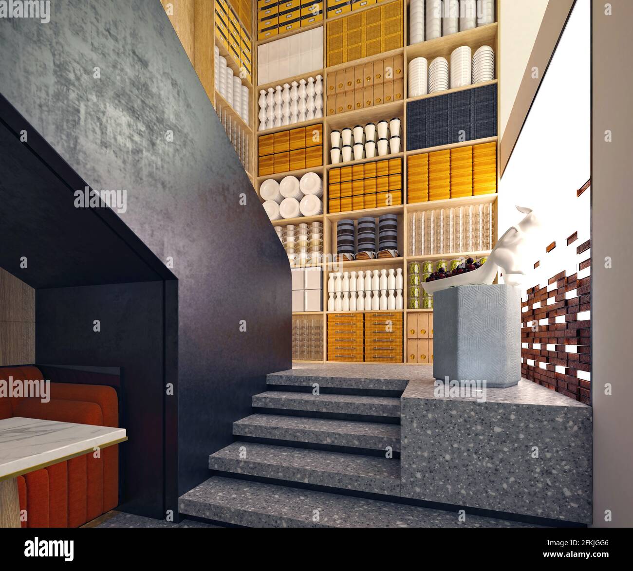 3d render of luxury hotel reception lobby entrance Stock Photo - Alamy