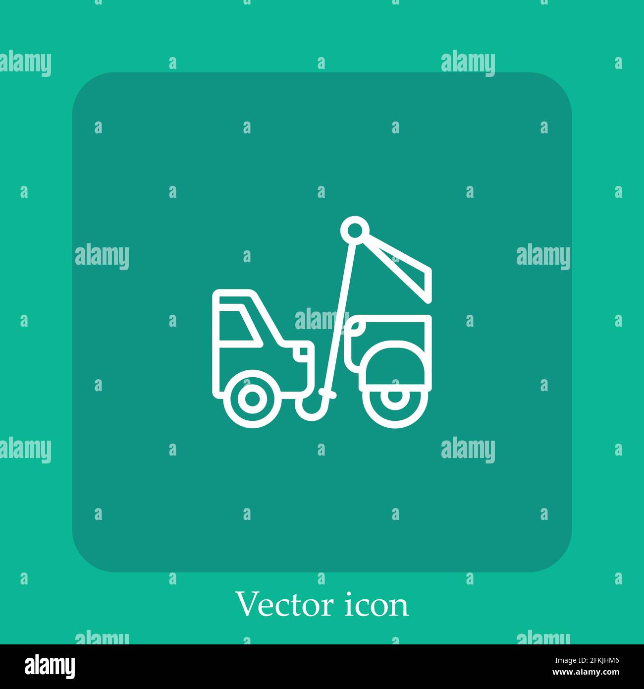 tow truck vector icon linear icon.Line with Editable stroke Stock Vector