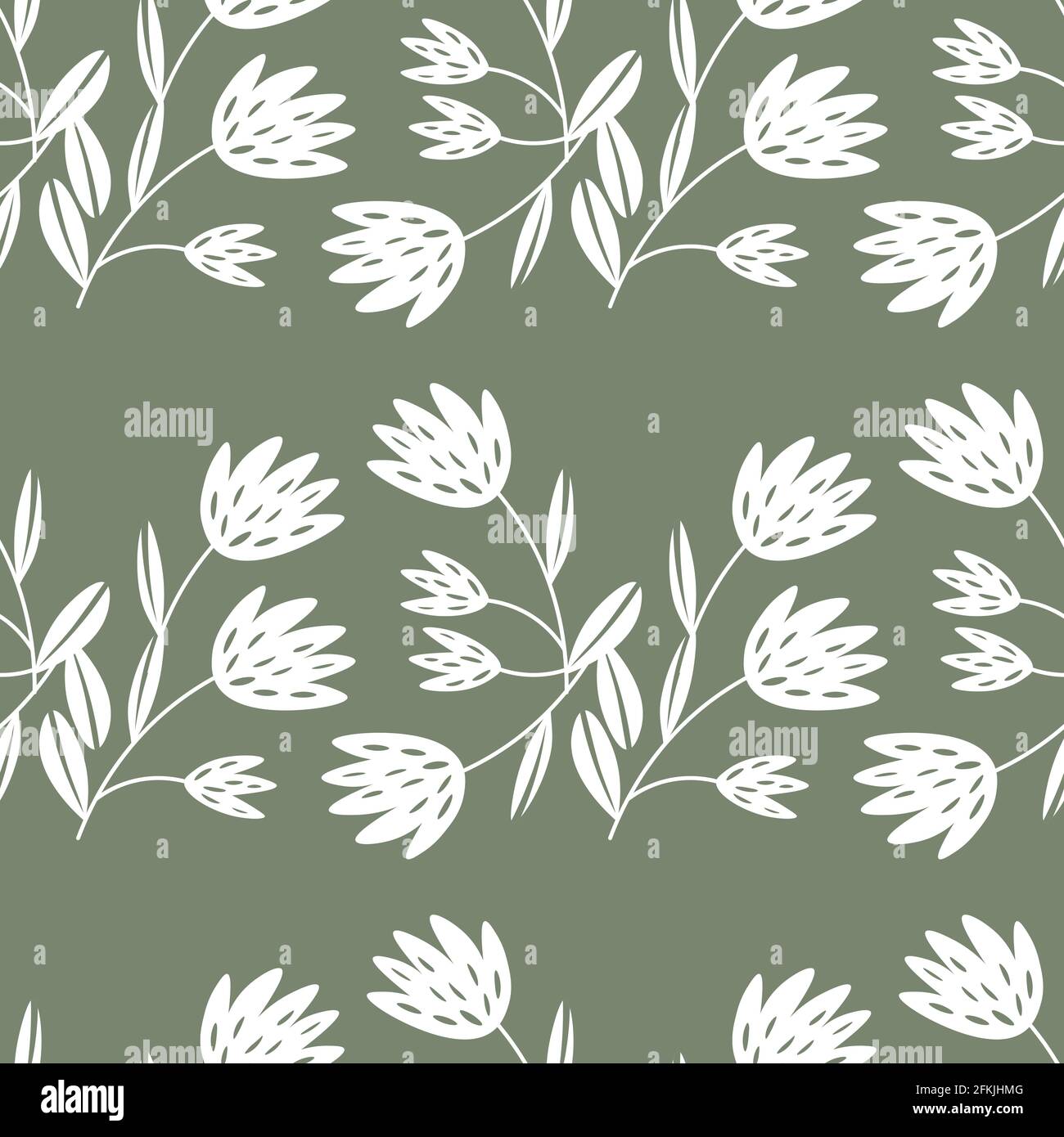 Seamless Floral Pattern Based On Traditional Folk Art Ornaments Modern Flowers On Color Background Scandinavian Style Sweden Nordic Style Vector Stock Vector Image Art Alamy