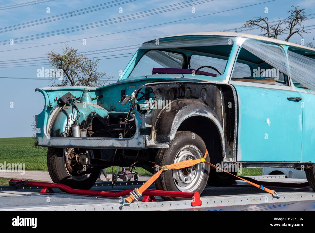 Old Trabant 601 on the way to the restorer Stock Photo