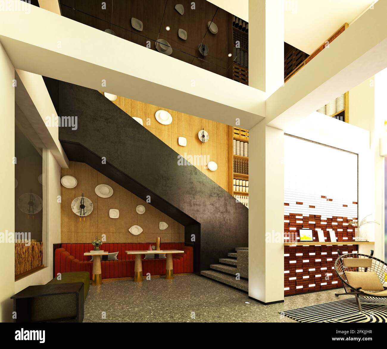 3d render of luxury hotel reception lobby entrance Stock Photo - Alamy