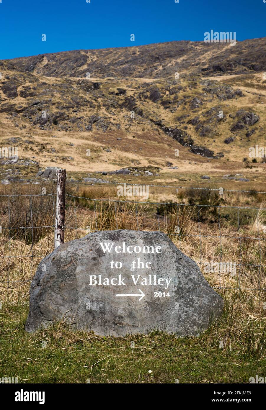 Sign post for the black valley in scenic Killarney national park Stock Photo