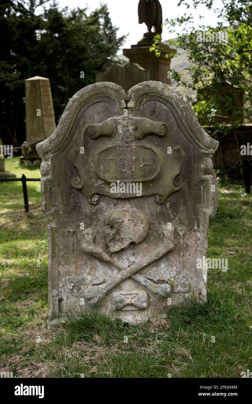 Worn And Weathered Headstone In The 17th Century Old Pentland Cemetery 