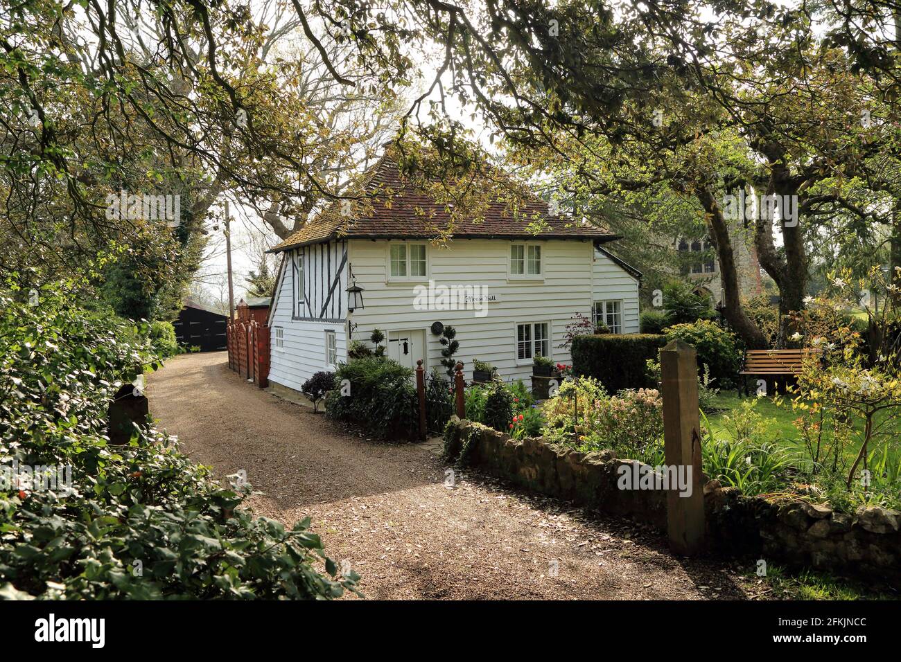Historic clapboard house called Mouse Hall on Church Hill, Kingsnorth