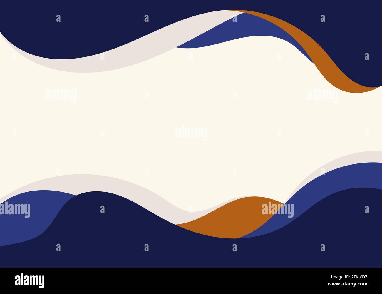 Abstract template blue and brown water wave curve shape design on white